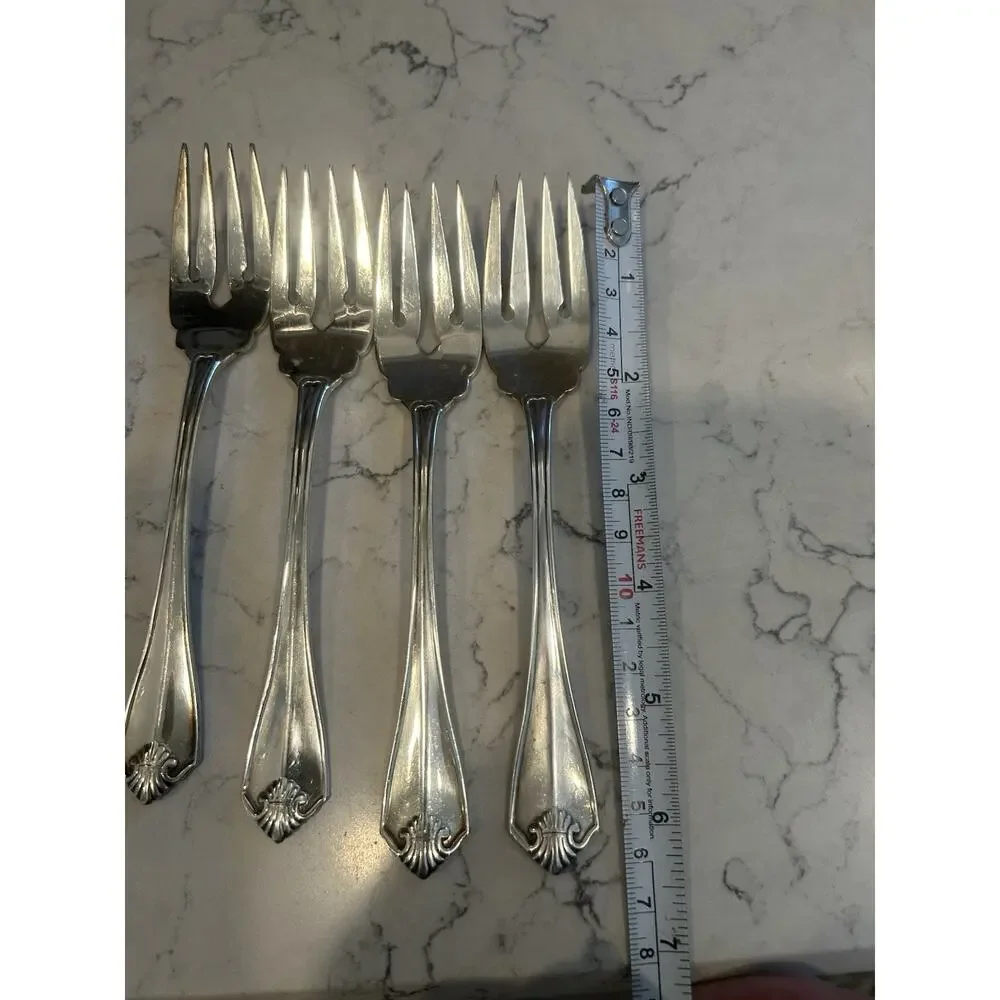 Vtg Rogers 1881 Oneida King James Pattern‎ Silverplate Set of 4 Salad Forks